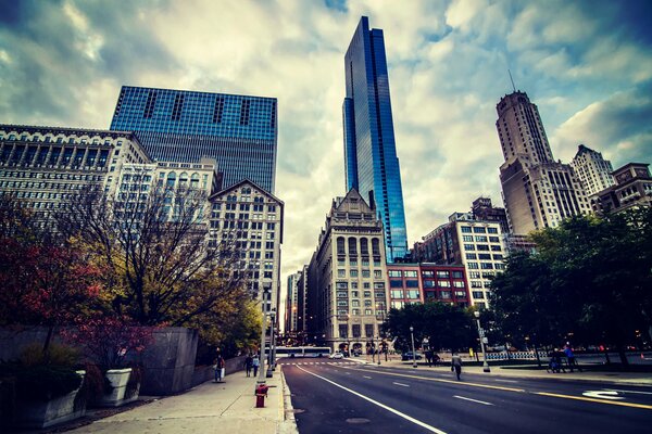 Wolkenkratzer und Gebäude der Stadt Chicago