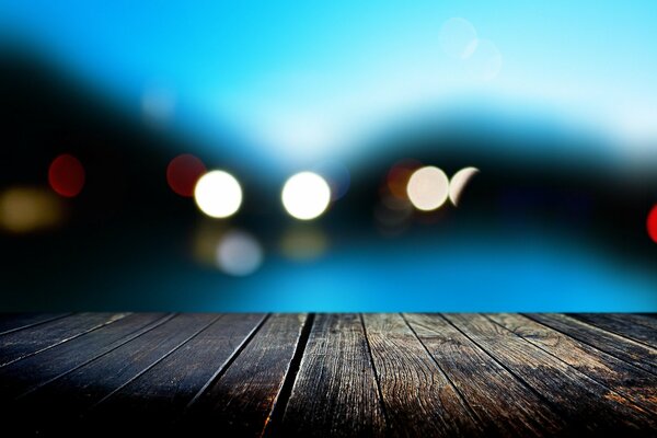 Wooden bridge on the background of a landscape with highlights