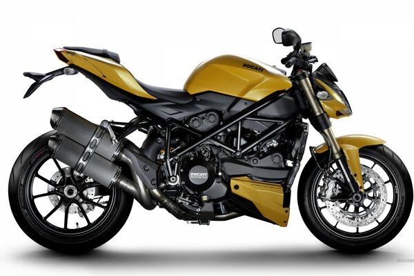 Ducati motorcycle with yellow elements in the exterior