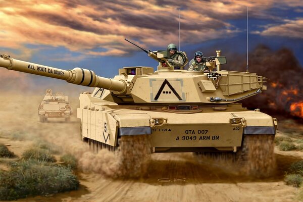 American Abrams fight in the desert