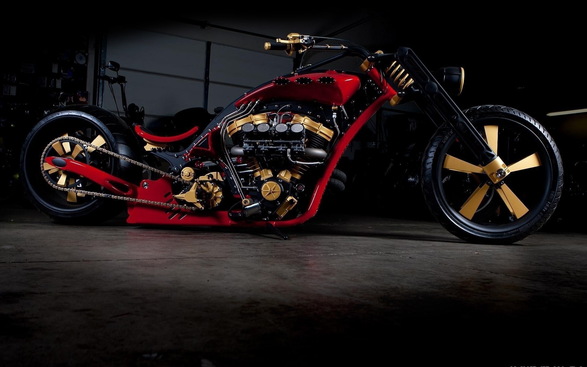 bike garage motorcycle red