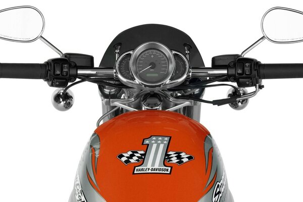 The steering surface of a Harley motorcycle