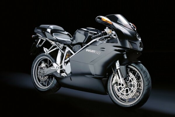 Black powerful Ducati motorcycle