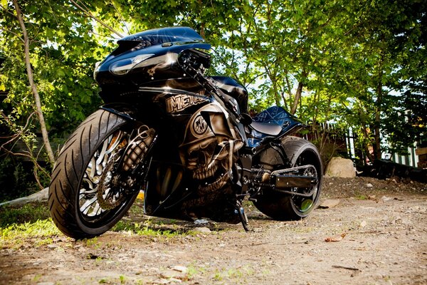 Black blue motorcycle tuning