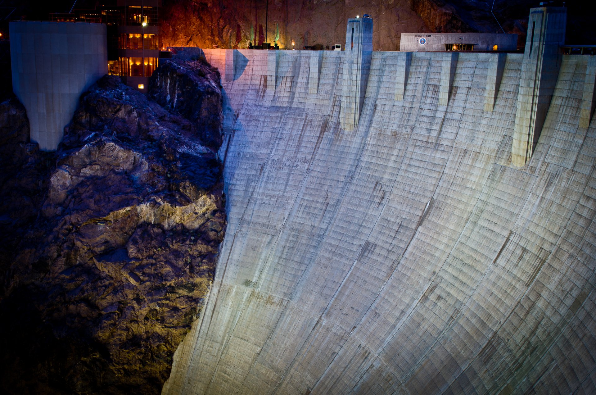 hoover dam lake mead nevada las vegas desert dam rock night