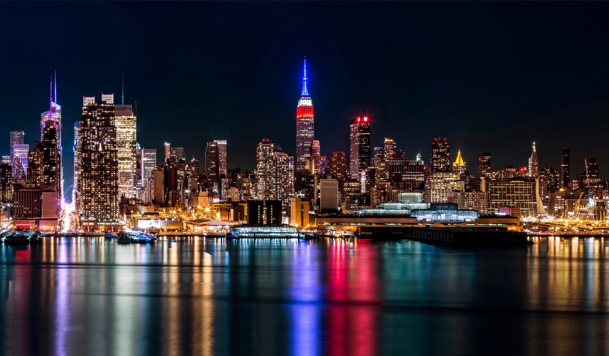 brooklyn manhattan new york usa night city lights skyscraper