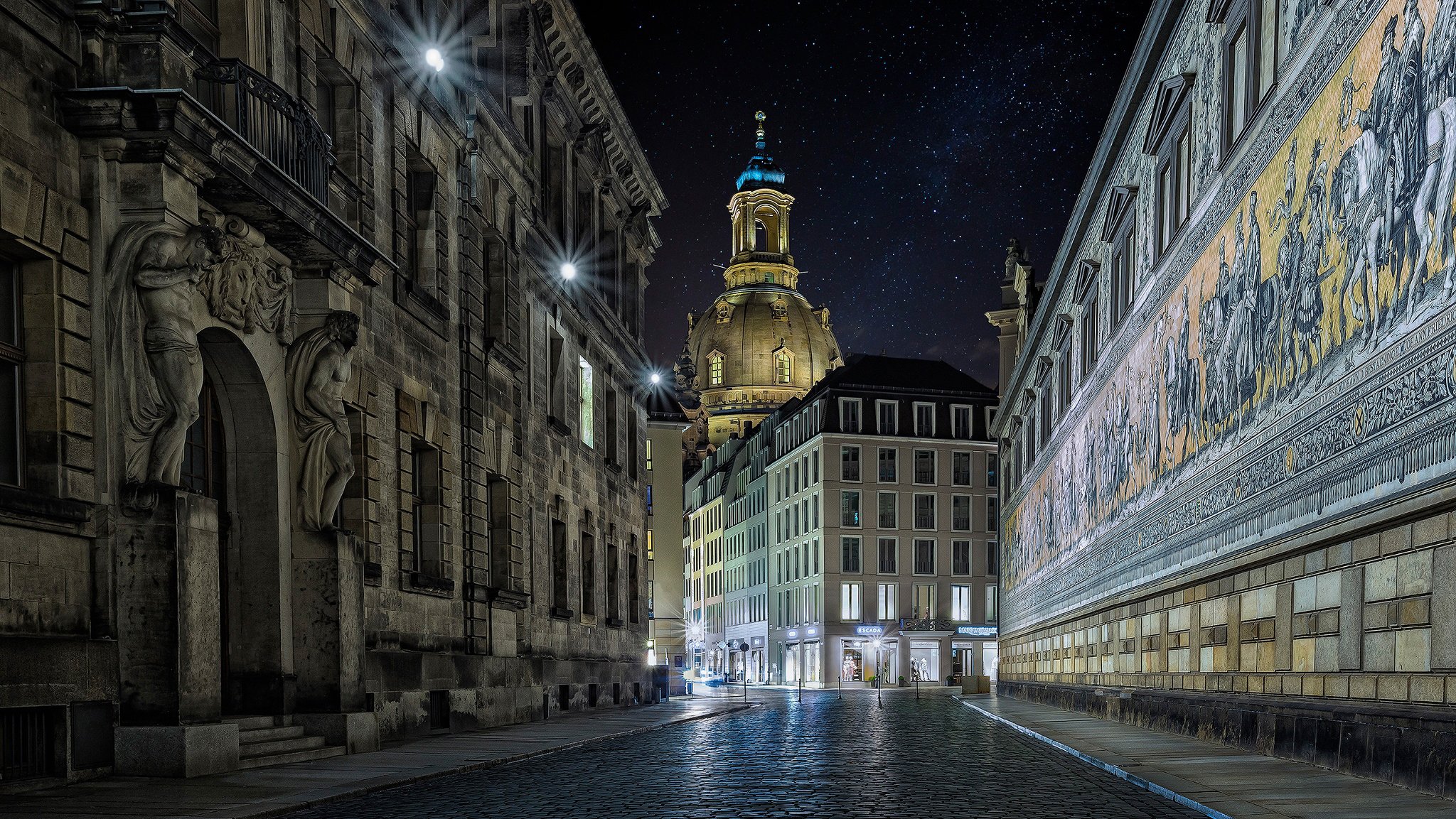 dresde allemagne nuit rue augustusstraße