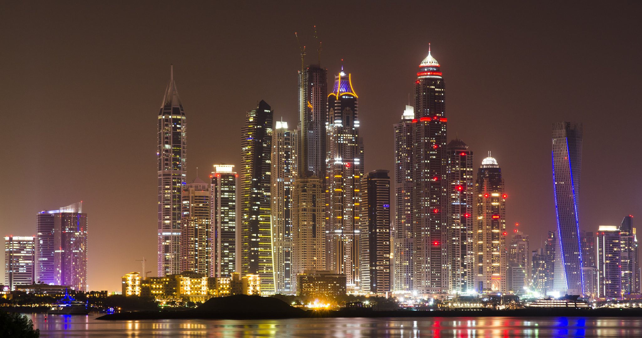 town dubai night light