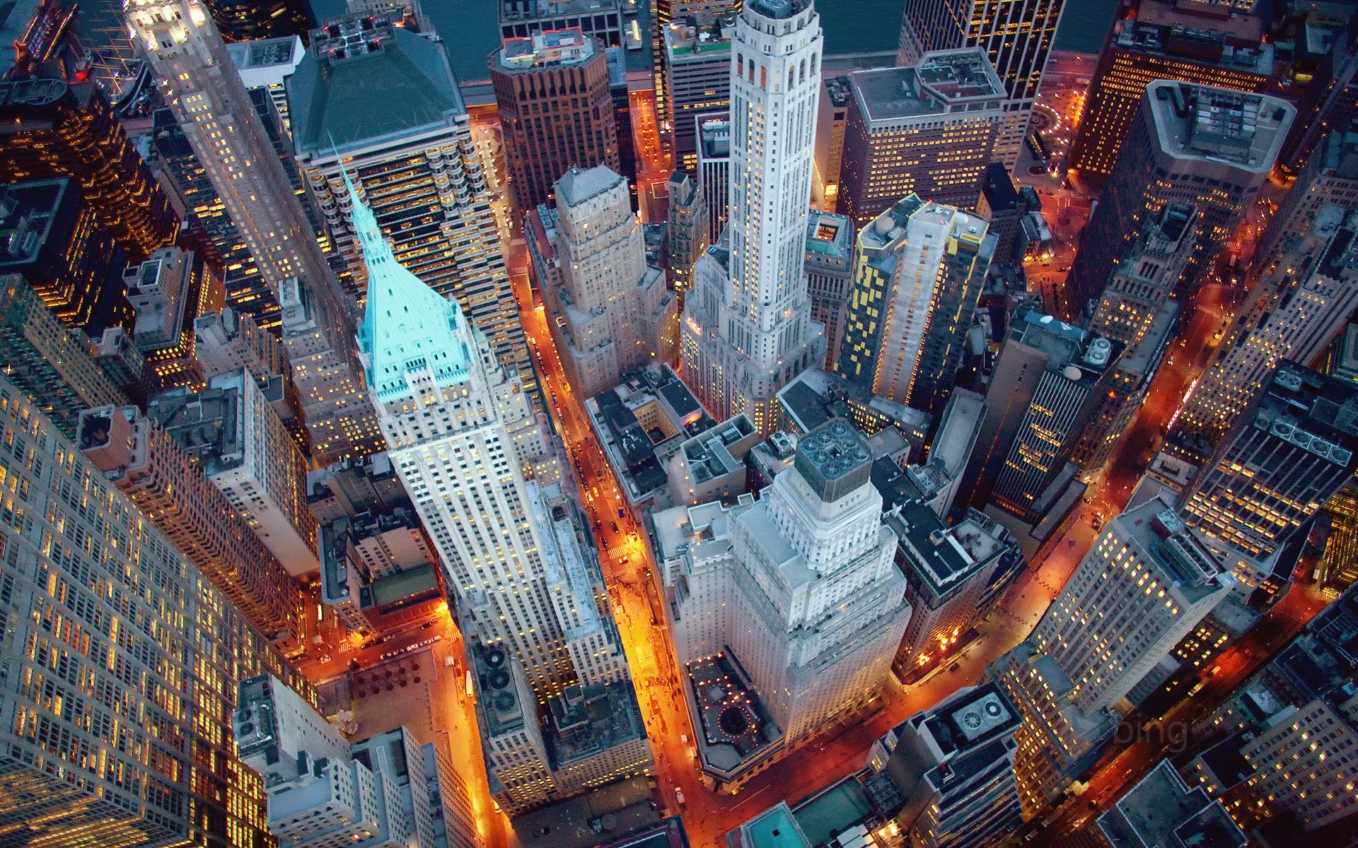 usa stadt new york new york manhattan wall street abend lichter