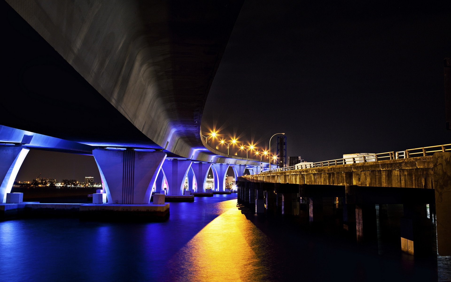 miami noche ciudad puente