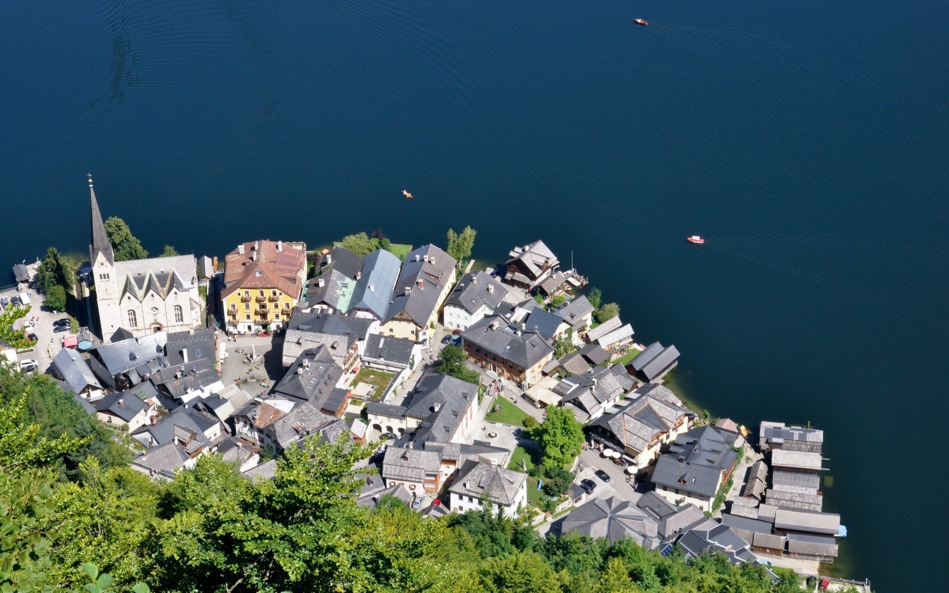 hallstatt austria jezioro hallstatt jezioro hallstatt budynki panorama