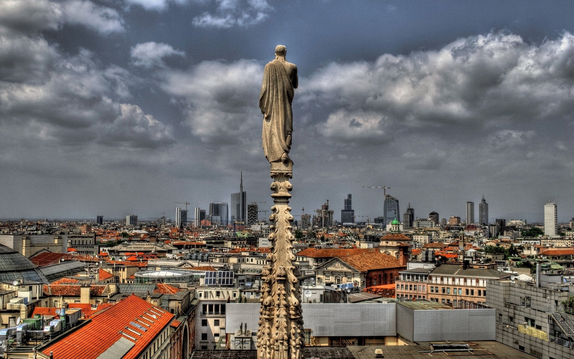 milan lombardy italy guardian angel buildings panorama