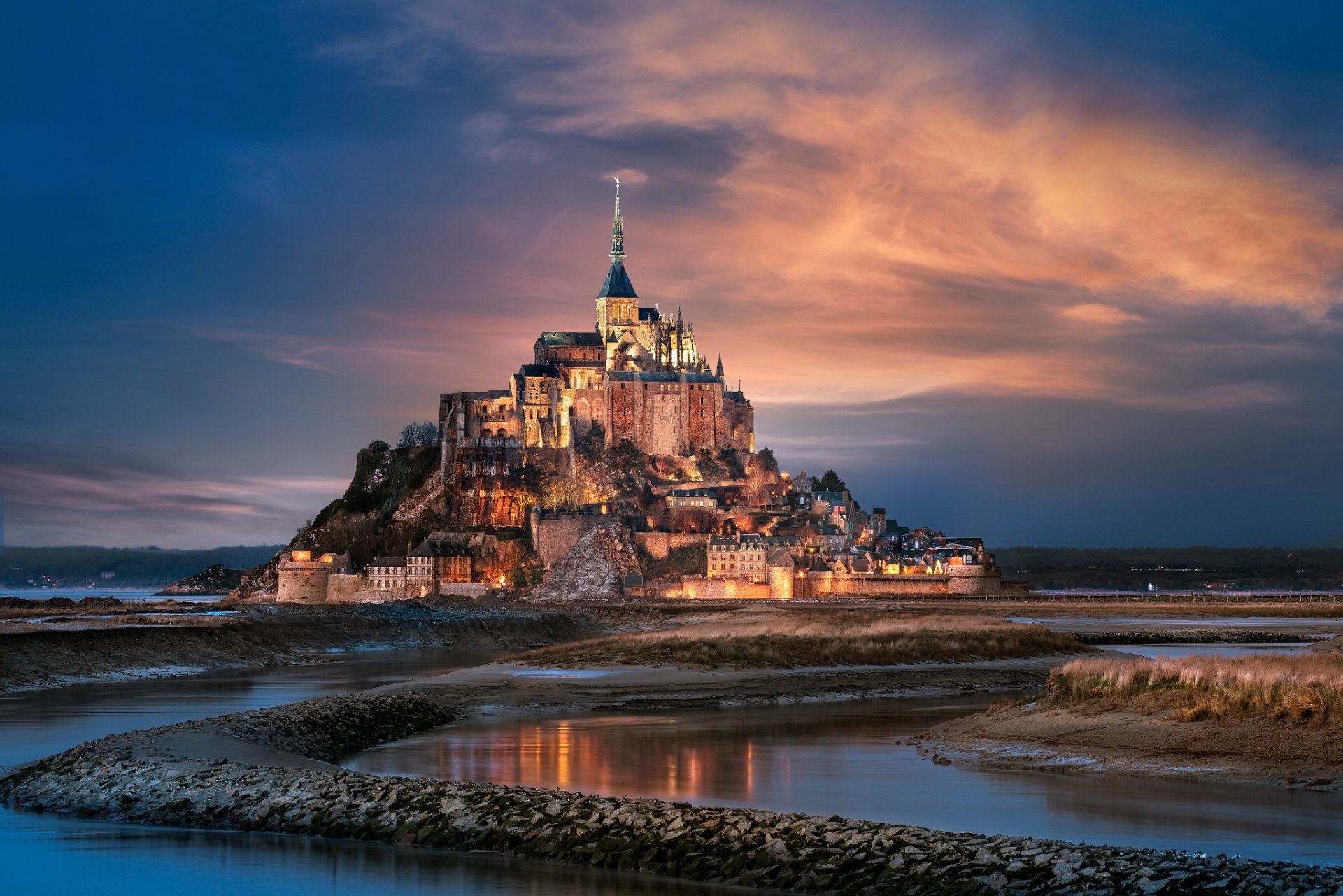 frankreich normandie stadt festungsinsel mont saint-michel berg des erzengels michael