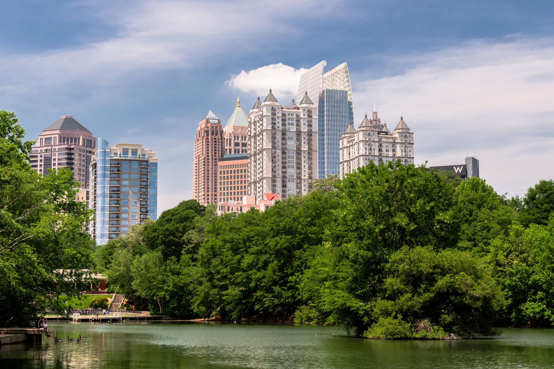 atlanta géorgie états-unis arbres lac piémont parc midtown geordia