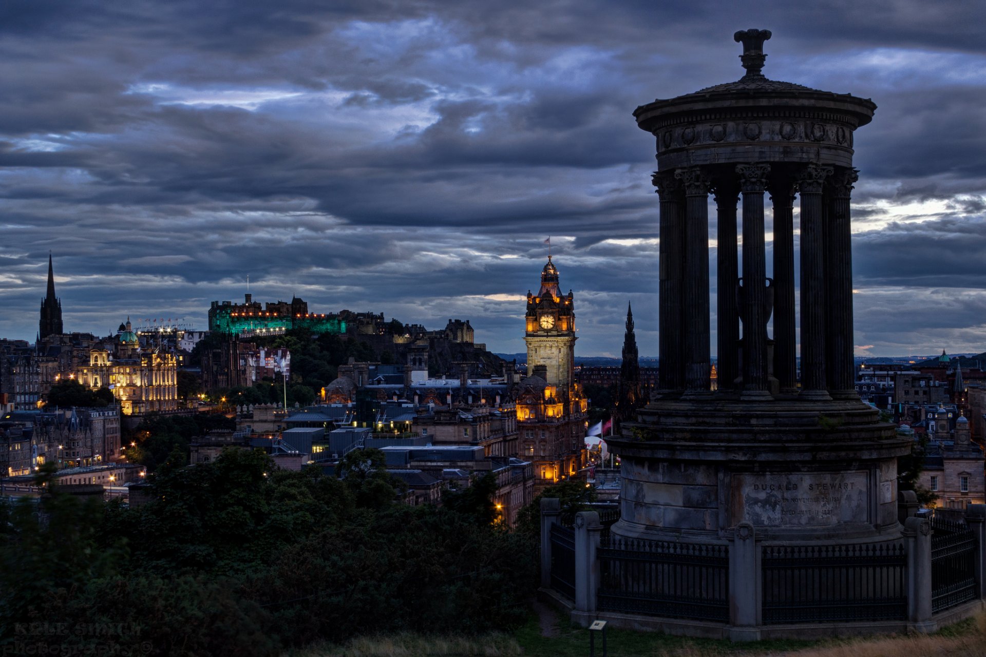 united kingdom scotland edinburgh capital town architecture lighting night sky cloud