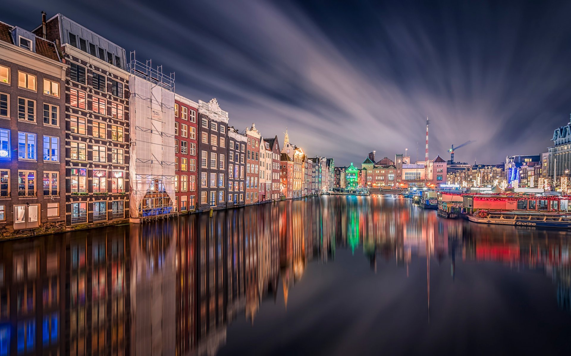 amsterdam grand central station night house reflection