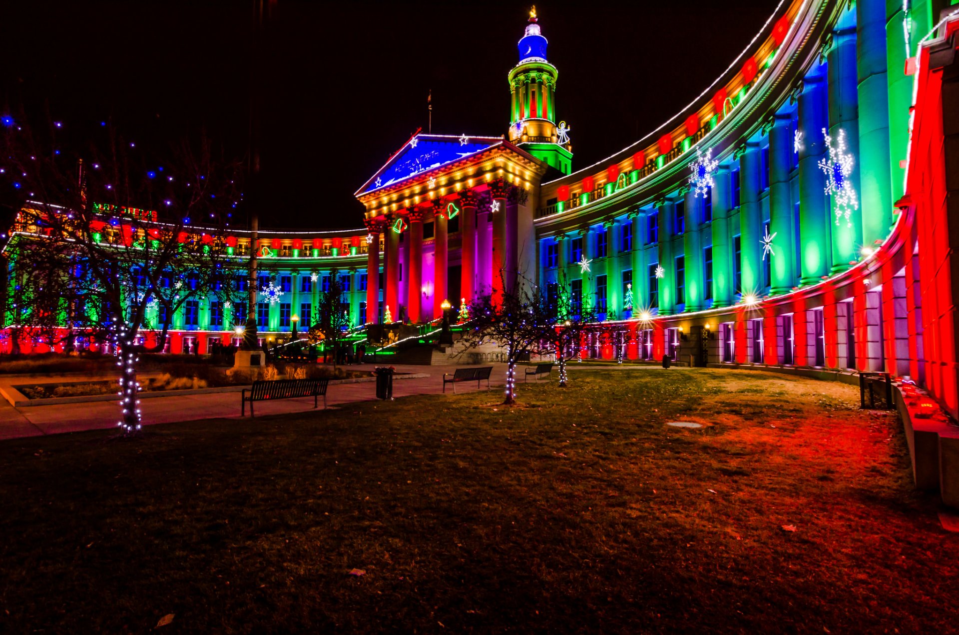 navidad año nuevo decoración luces ciudad denver noche