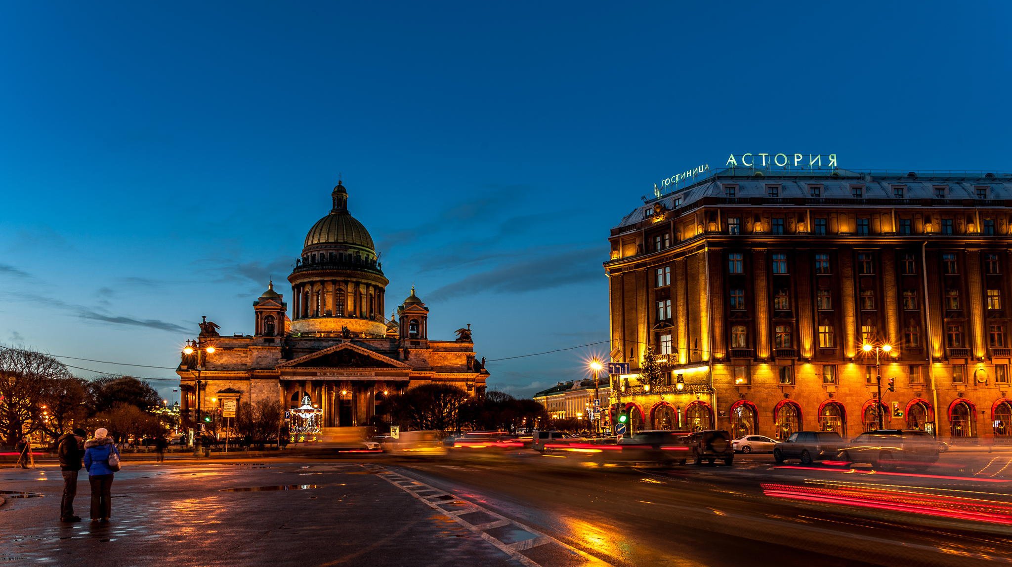 petersburg peter rosja petersburg ulica noc światła hotel astoria