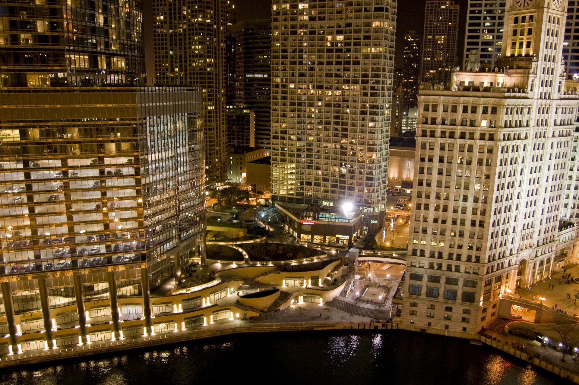 centro illinois chicago estados unidos américa edificios rascacielos cielo rascacielos noche luces