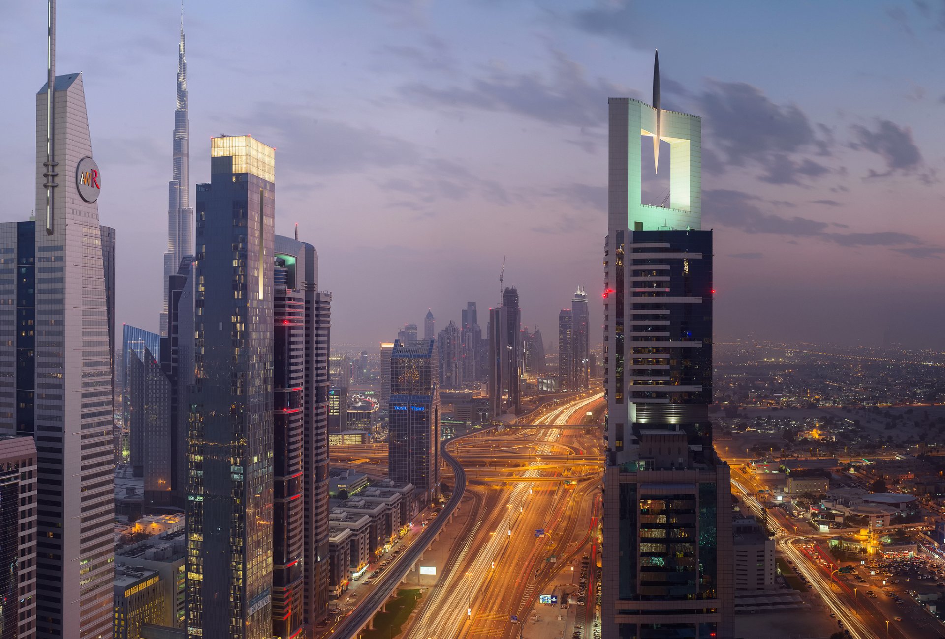 uae city dubai night evening light