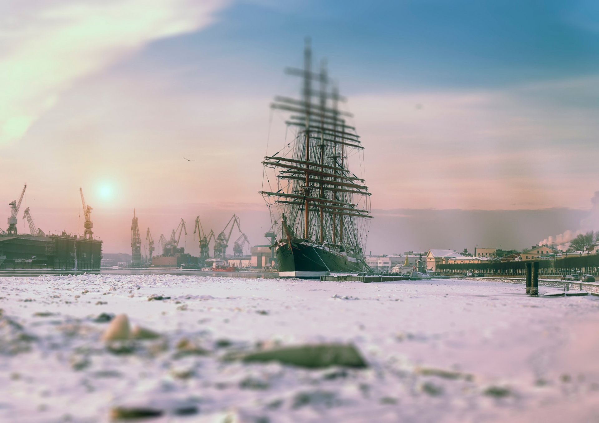 san pietroburgo inverno mattina barca sedov