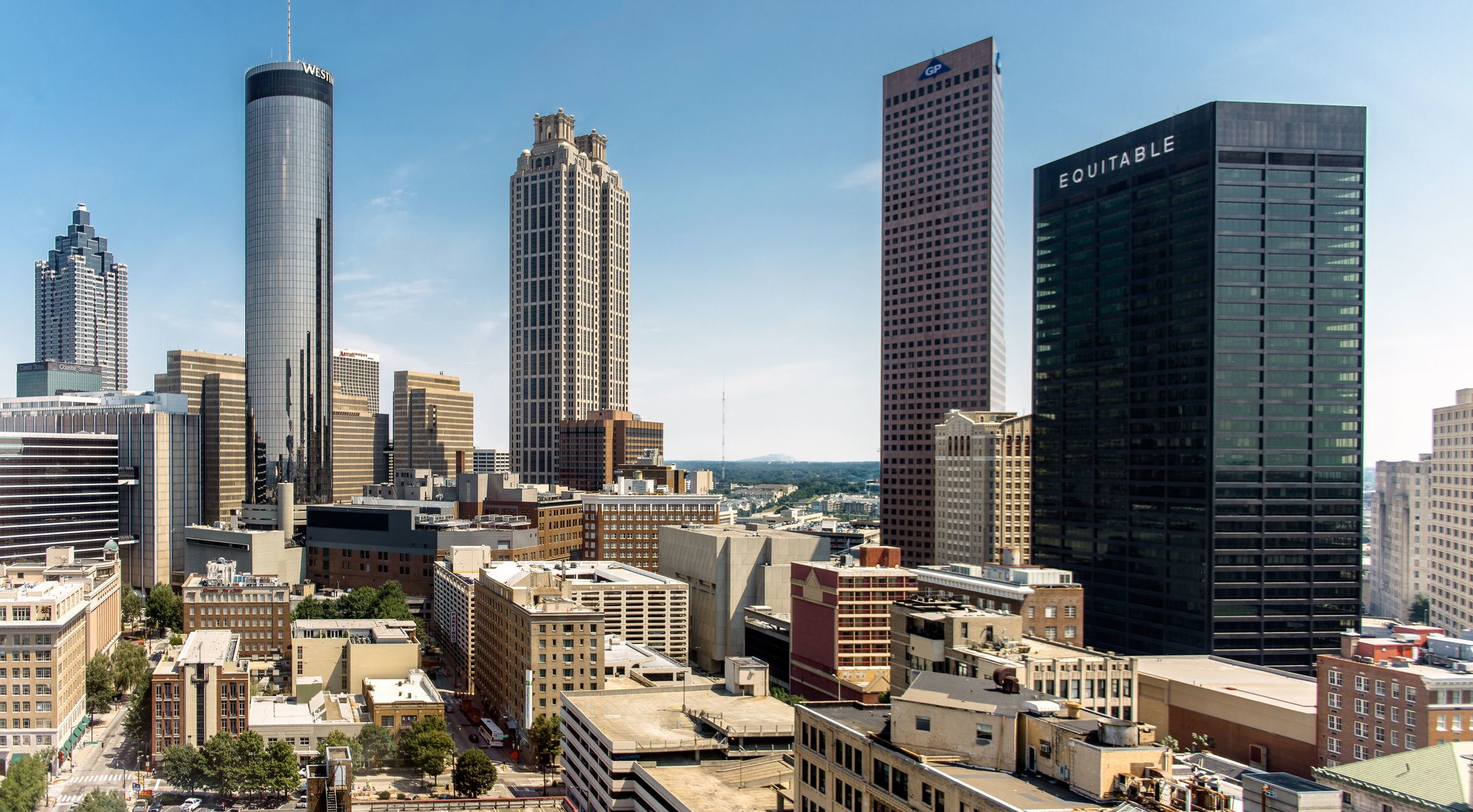 zentrum atlanta georgia usa wolkenkratzer gebäude haus himmel parkplatz stadt downtown georgia