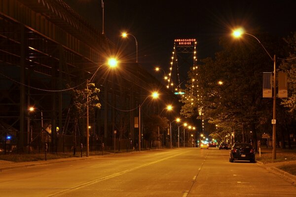 Evening view from the Ambassador Bridge