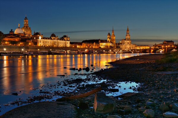 City of Dresden night on the river