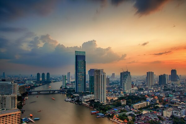 Vista della città di Bangkok dall alto del volo