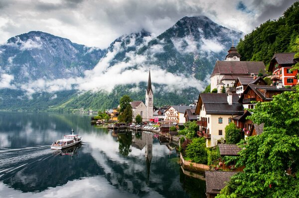 Nature of Austria on a lake in the mountains