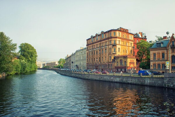 Houses on the banks of the St. Petersburg river