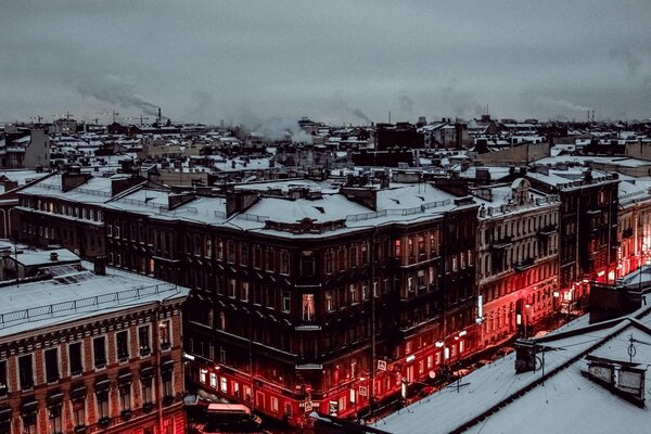 Winter photo of evening St. Petersburg