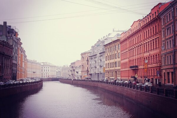 View of the Moika River embankment in St. Petersburg
