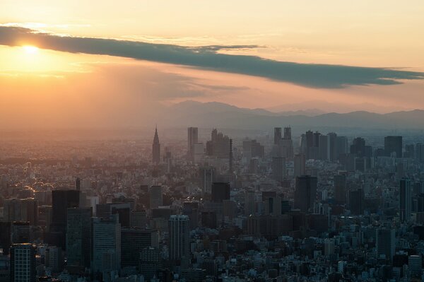 Tokyo tramonto edificio grattacieli