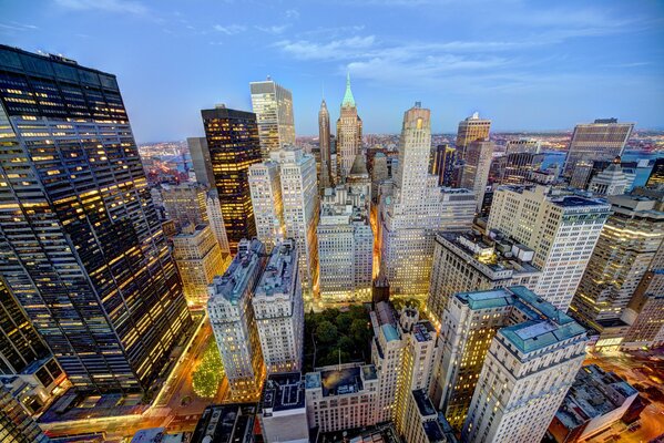 Skyscrapers in New York from a height