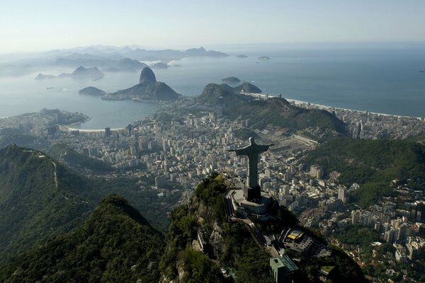 Statue in Rio de Janeiro top view