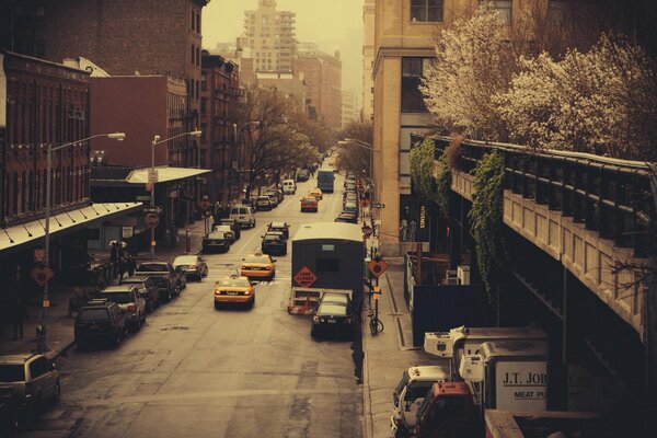 Gloomy photo of a street in New York