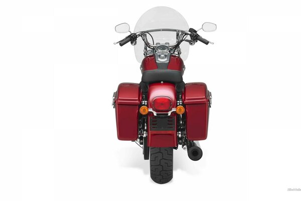 Vélo rouge harley-davidson sur fond blanc