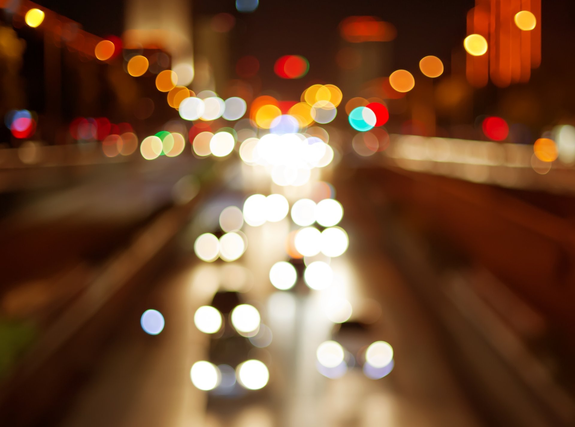 bokeh luces coches ciudad noche calle