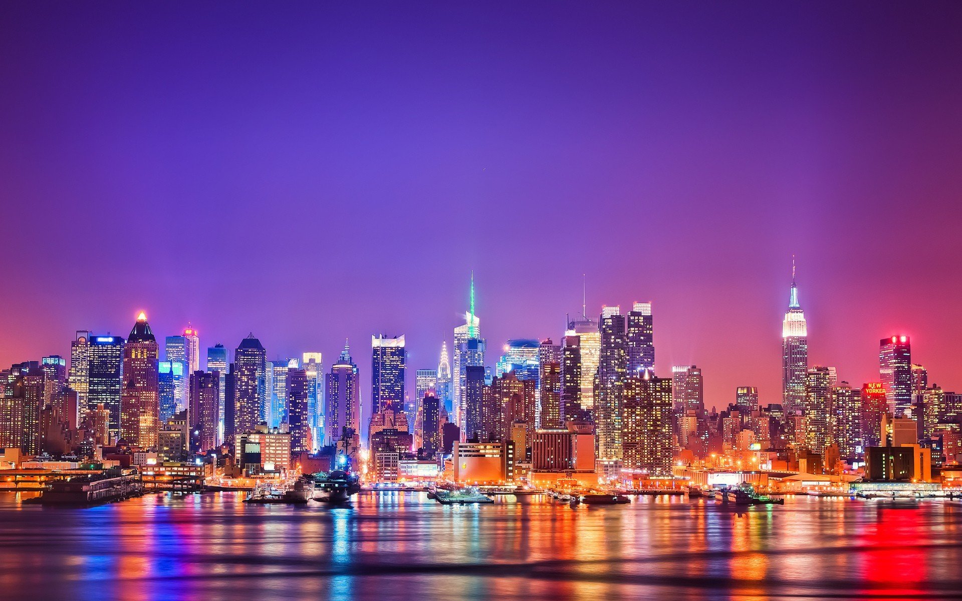 evening city new york new york horizon night usa