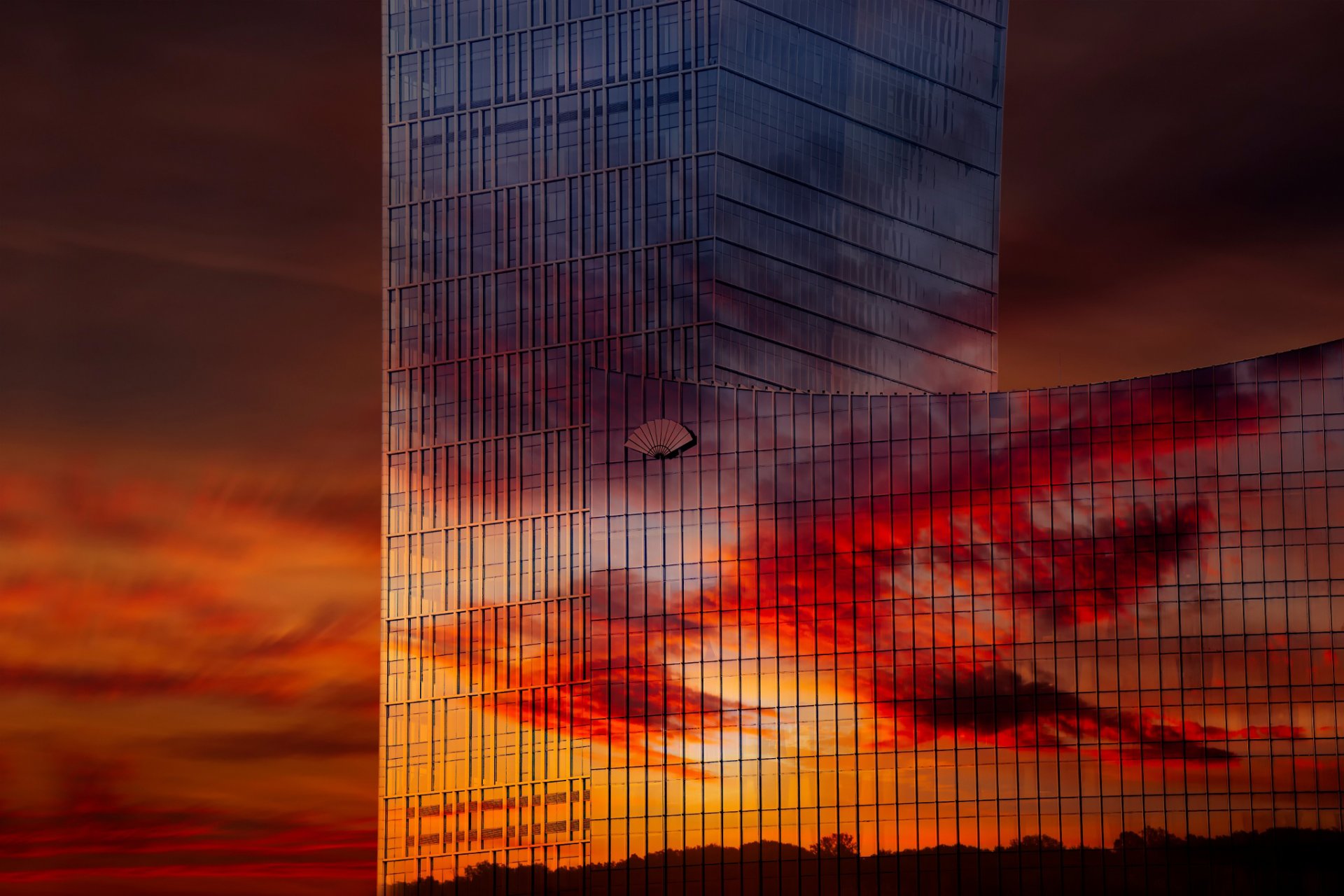 shanghai bâtiment coucher de soleil réflexion