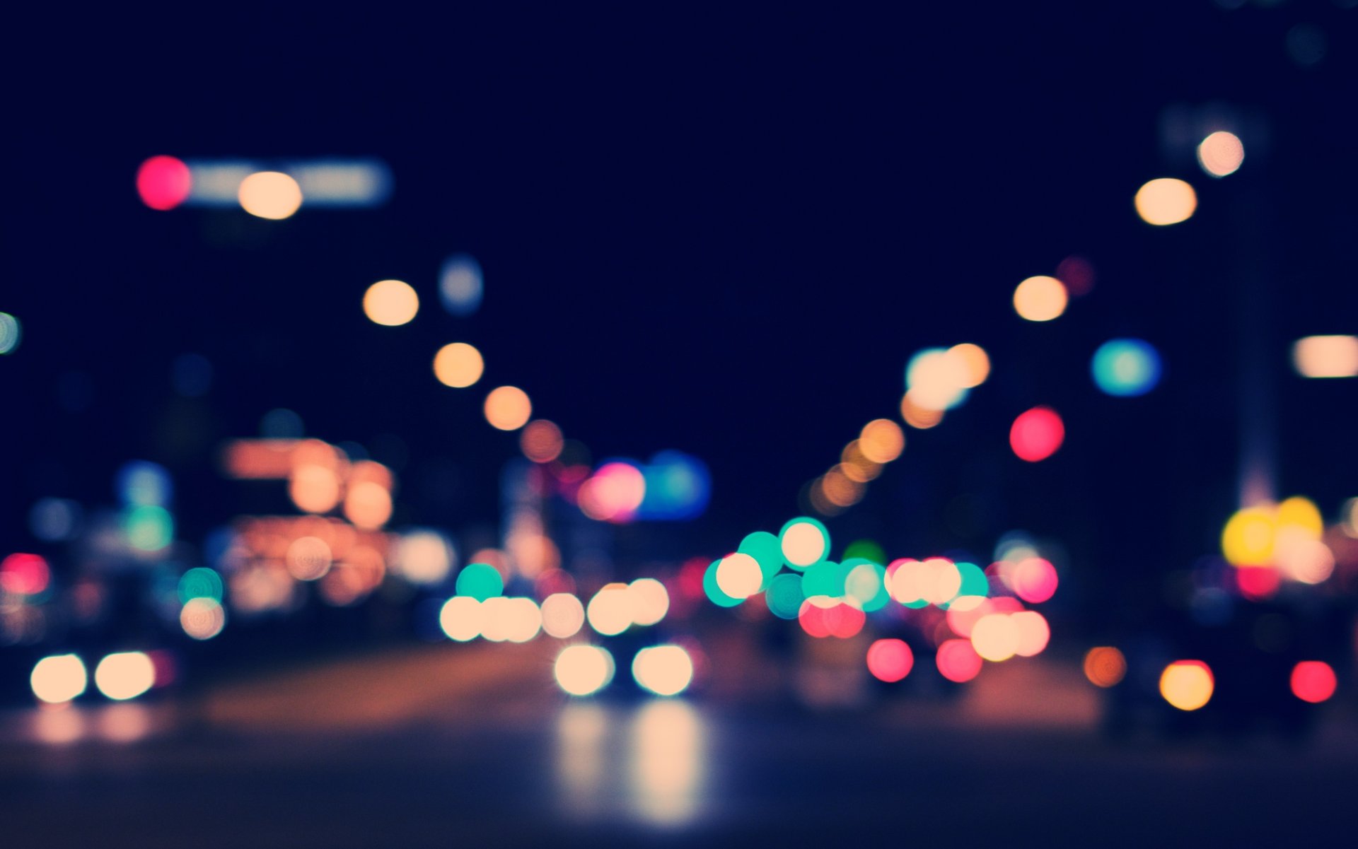 ciudad noche calle bokeh luces coches