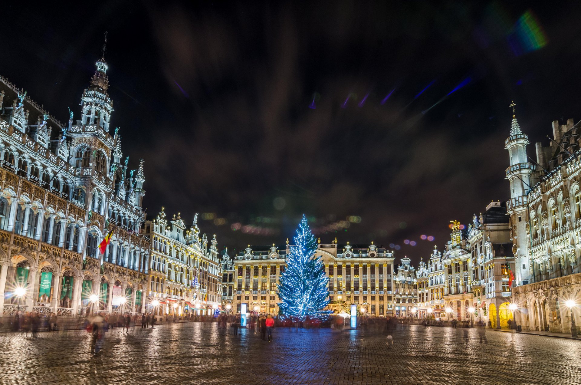 бельгия брюссель grand place елка рождество ночь огни