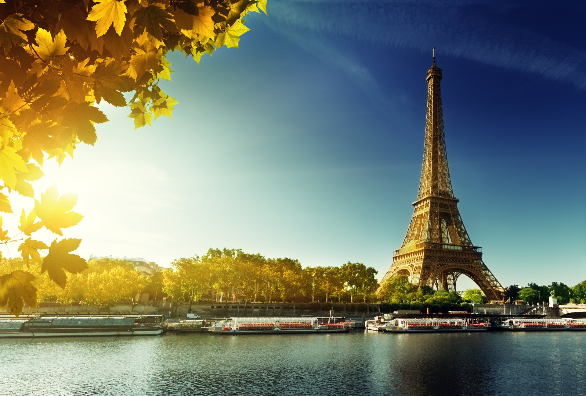 parís torre eiffel francia otoño hojas