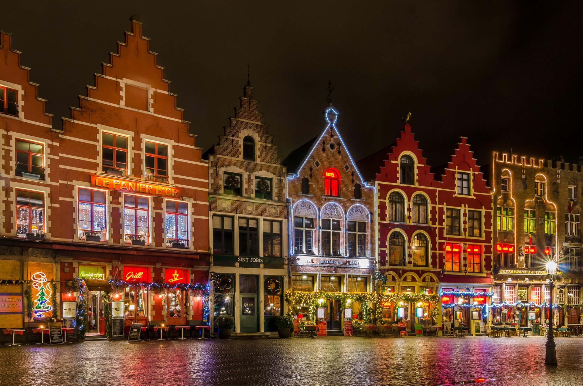 belgium bruges grote markt square night lights christma