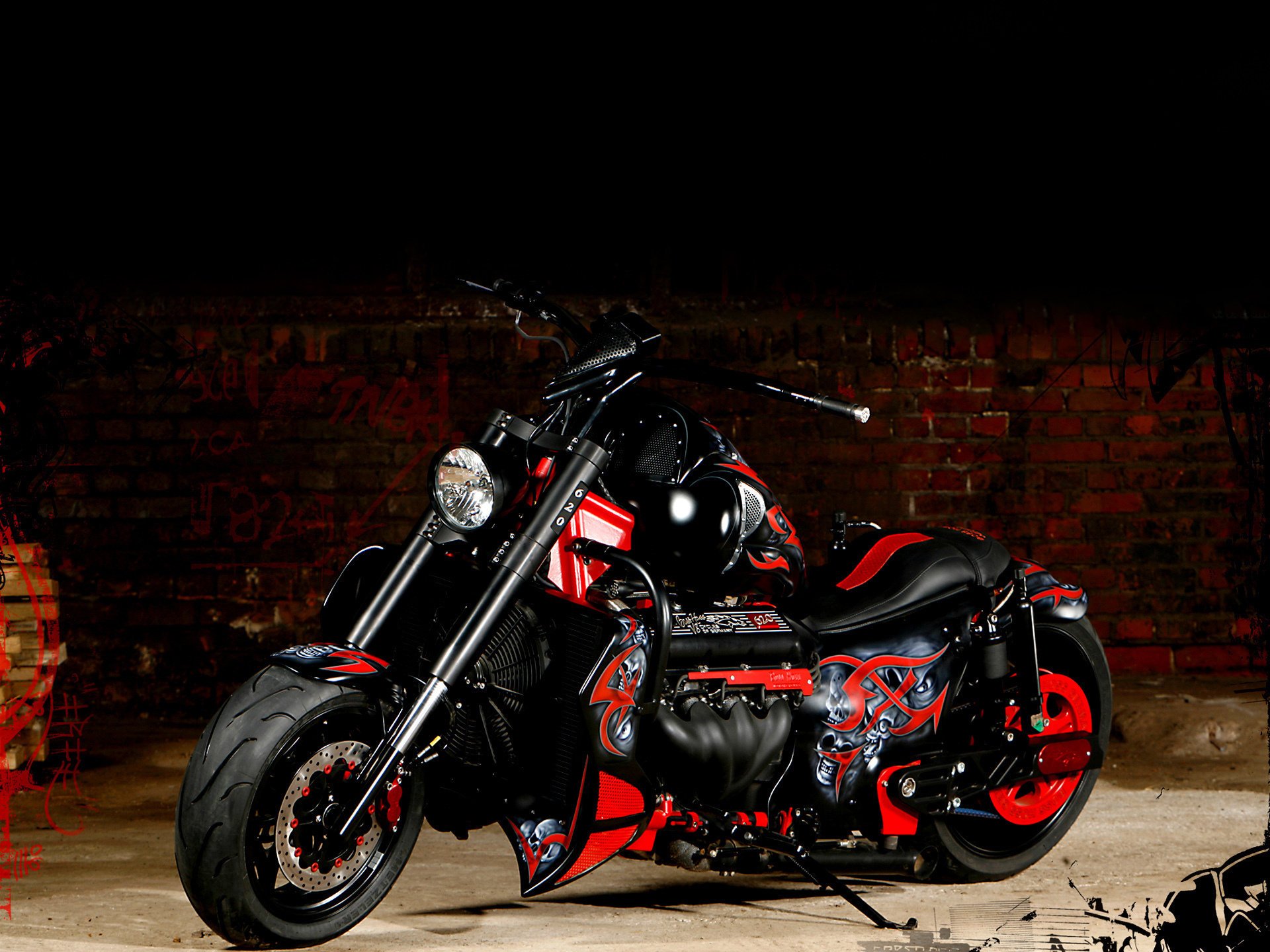 black boss hoss motorcycle red