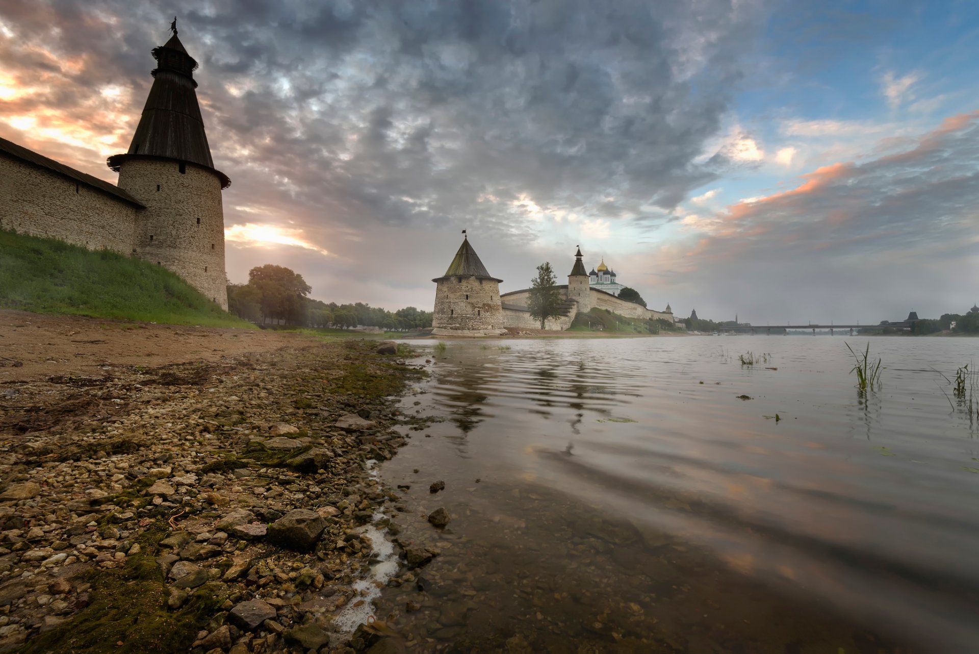 pskow herbst morgendämmerung morgen russland