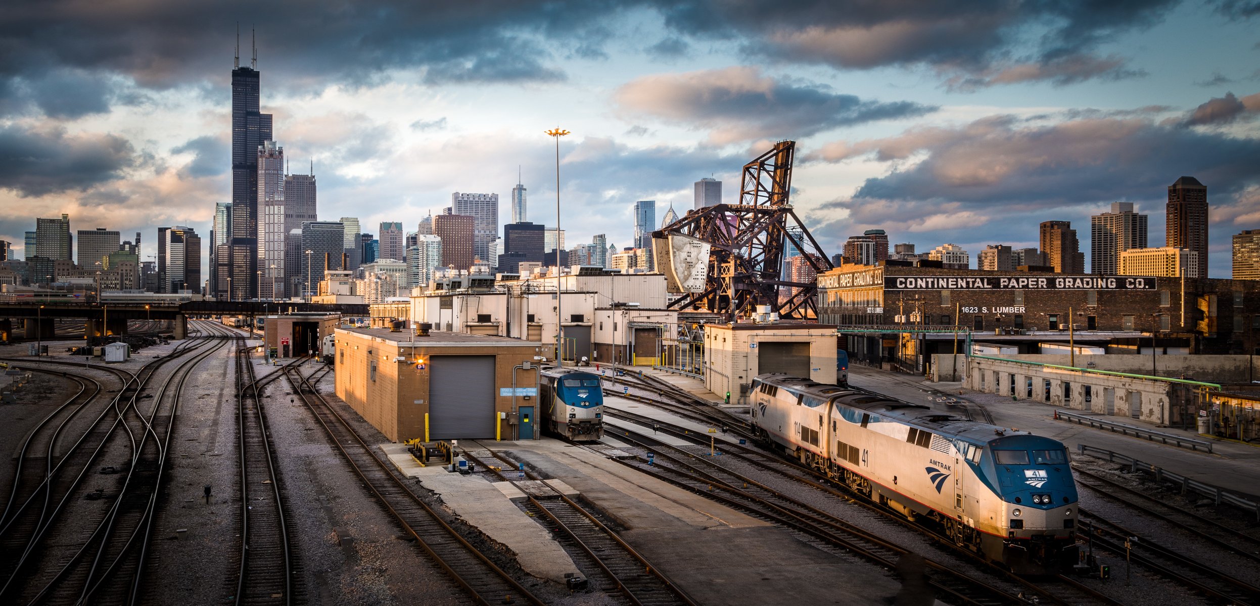 chicago città illinois stati uniti strada ferroviaria grattacieli