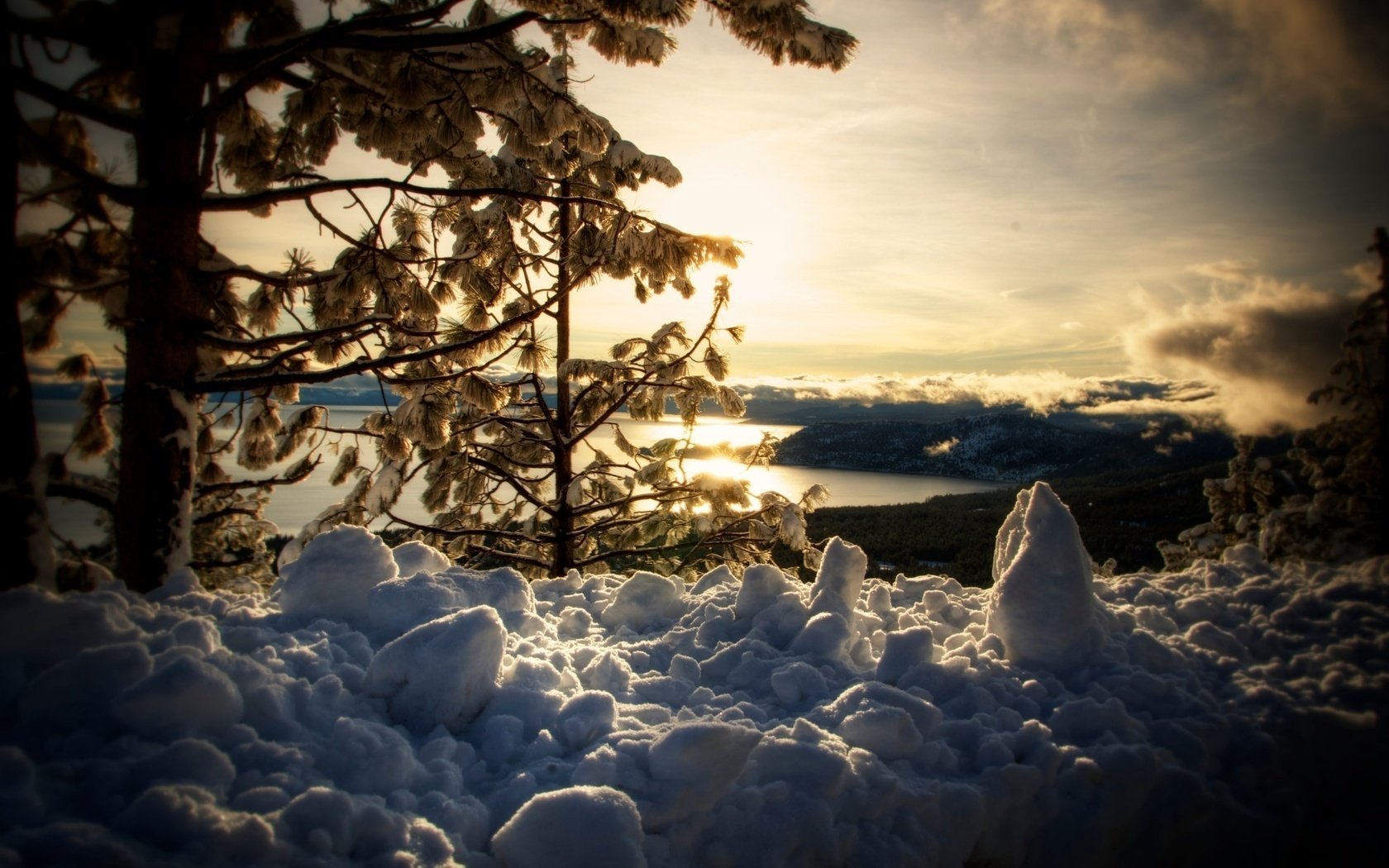 jezioro zima zima śnieg natura lake tahoe