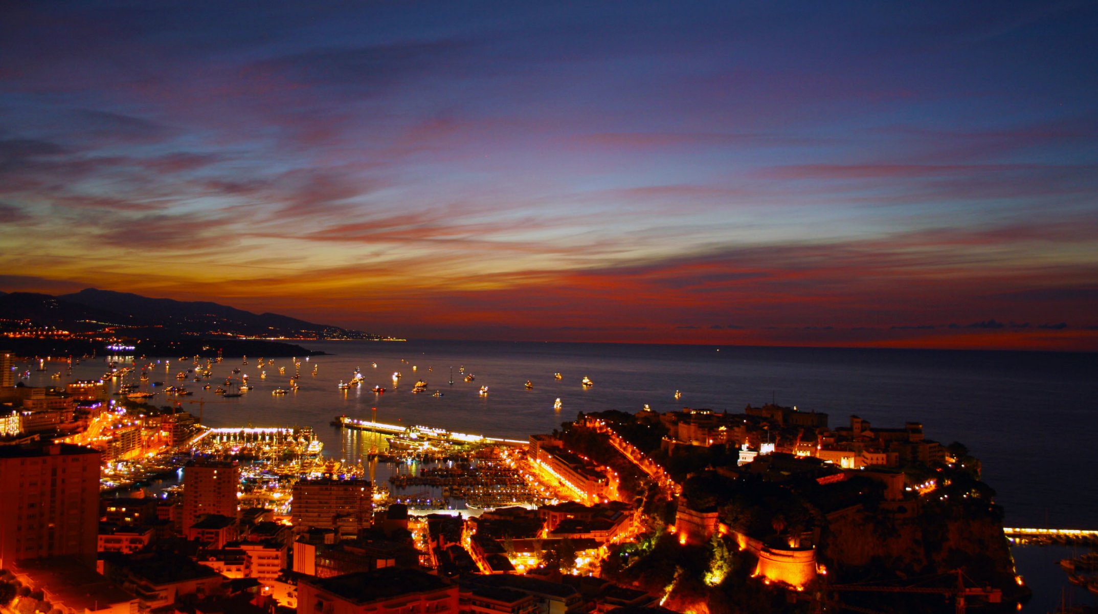 ville monaco monte carlo naght monte carlo nuit maison port paysage panorama